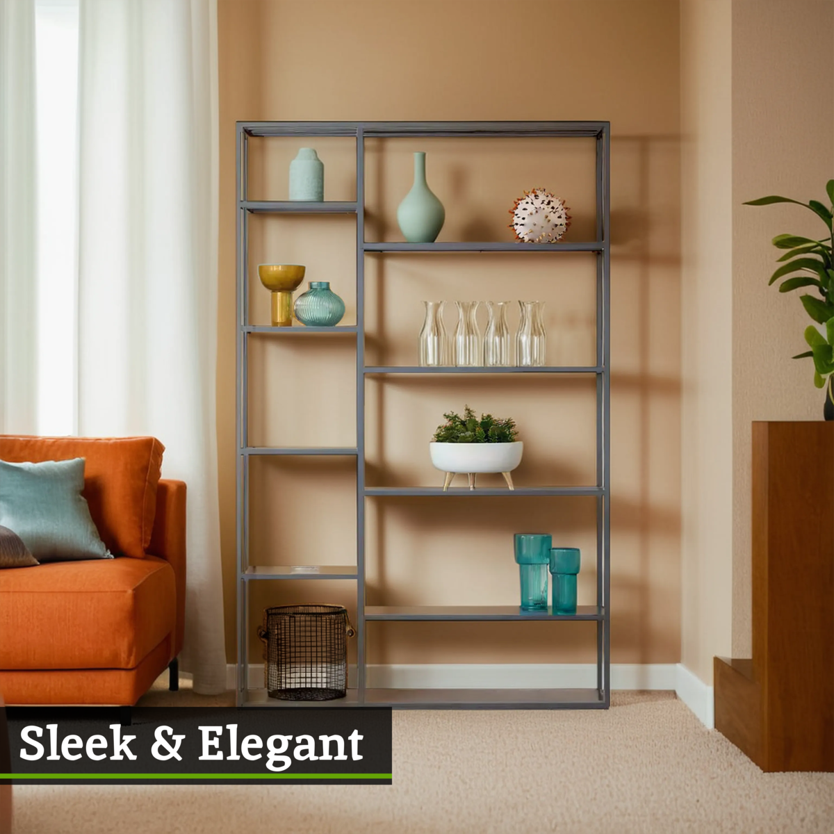Acero Grey Metal Multi Tier Shelf Unit