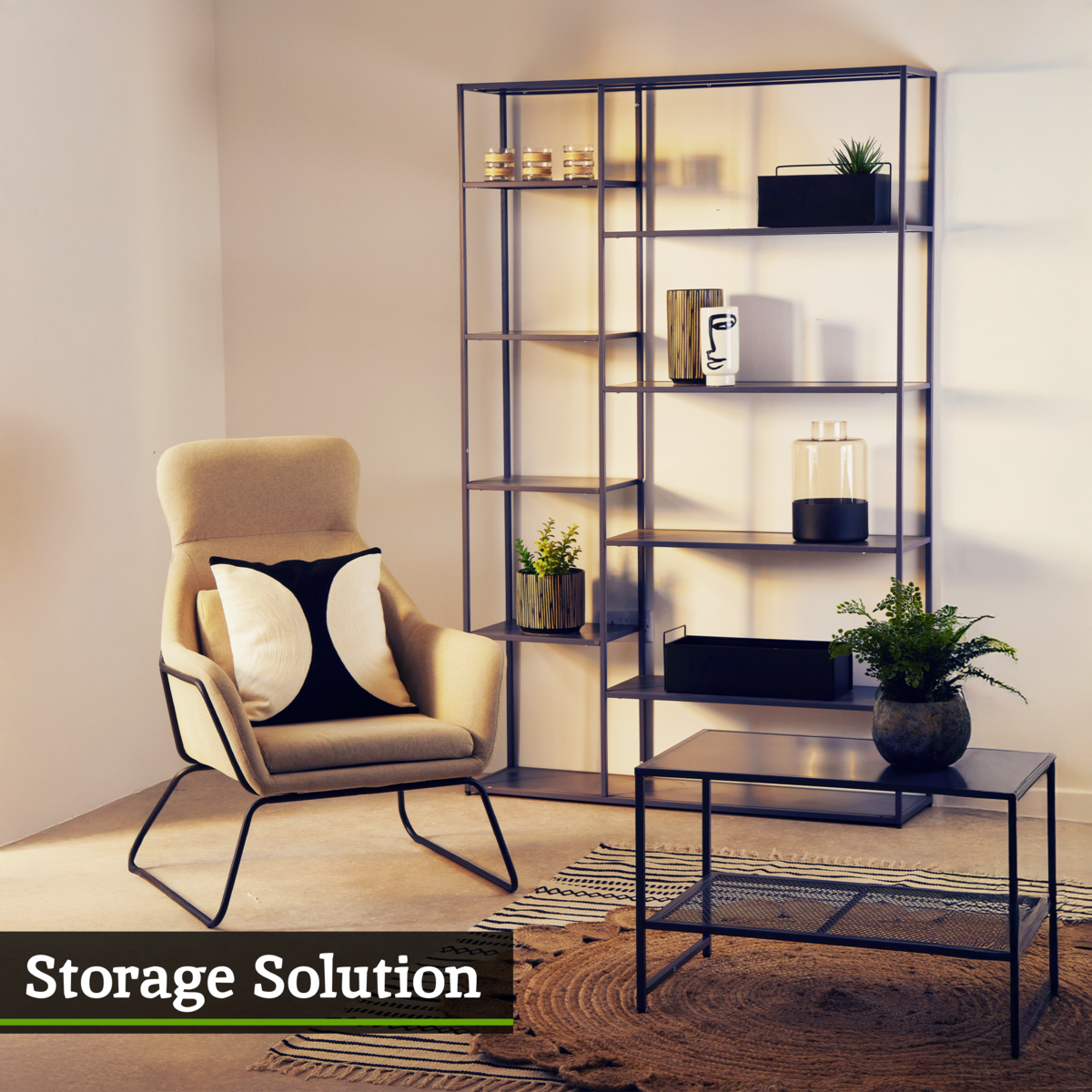 Acero Grey Metal Multi Tier Shelf Unit