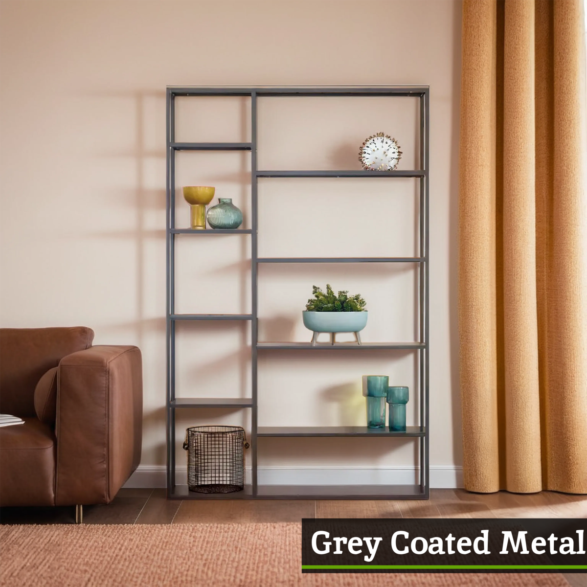 Acero Grey Metal Multi Tier Shelf Unit