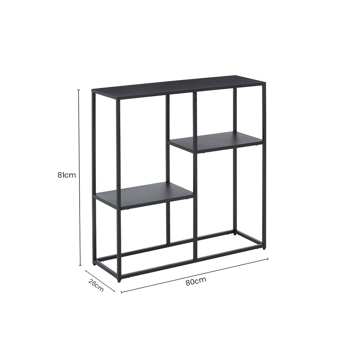 Acero Black Metal Three Tier Shelf Unit
