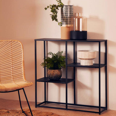 Acero Black Metal Three Tier Shelf Unit