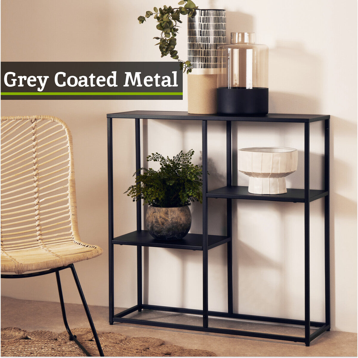 Grey Metal Three Tier Shelf Unit | Acero