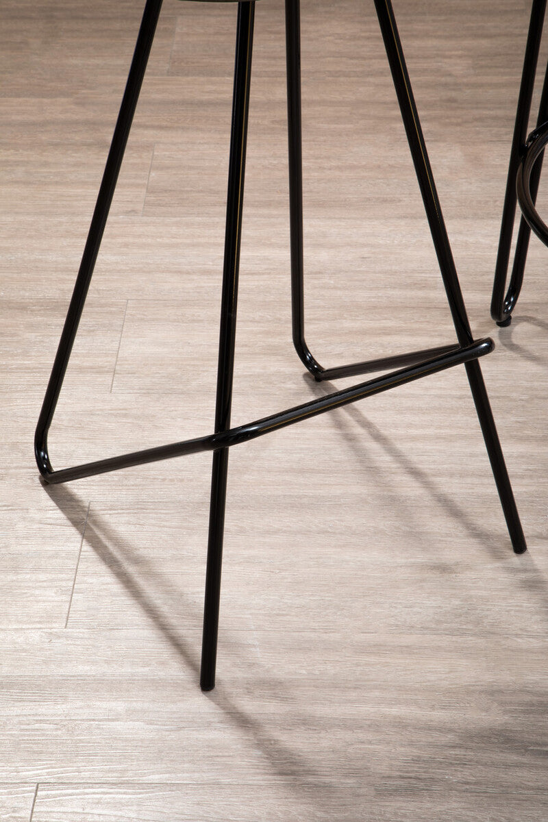 District Elm Wood Bar Stool with Black Finish Frame