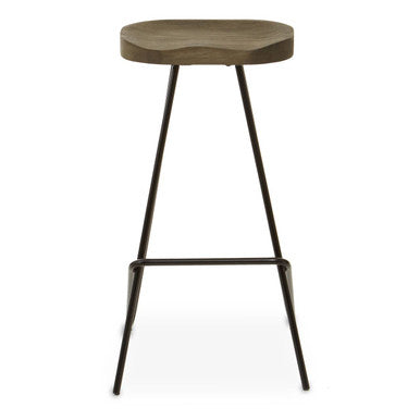 District Wooden Bar Stool with Black Finish Legs
