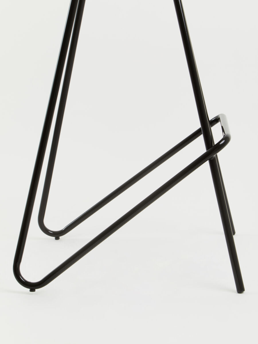 District Wooden Bar Stool with Black Finish Legs