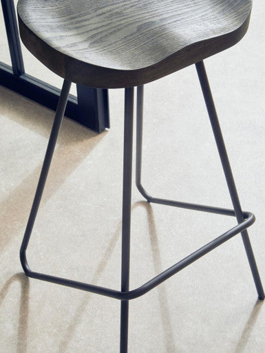 District Wooden Bar Stool with Black Finish Legs