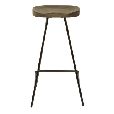 District Wooden Bar Stool with Black Finish Legs