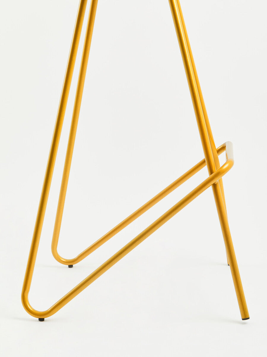 District Elm Wood Bar Stool with Gold Finish Frame