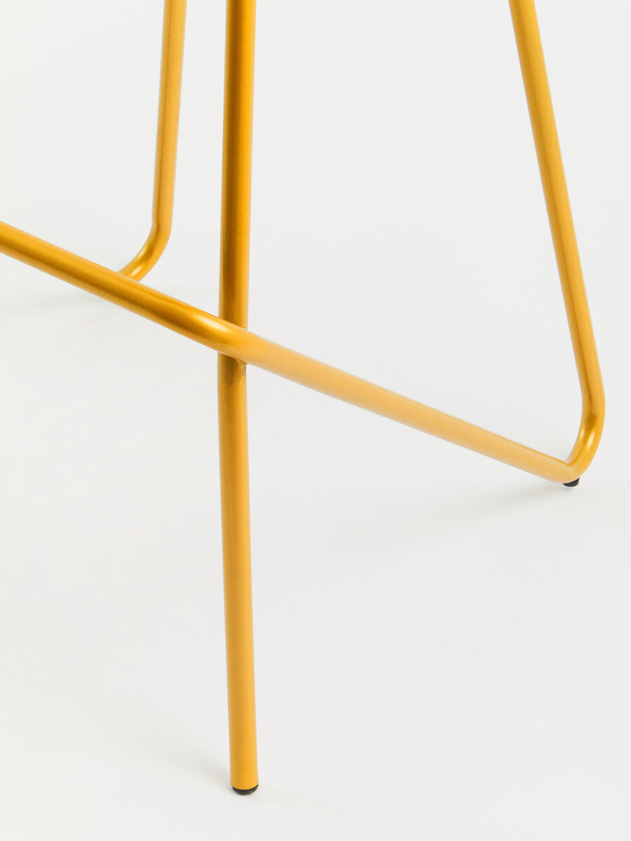 District Elm Wood Bar Stool with Gold Finish Frame