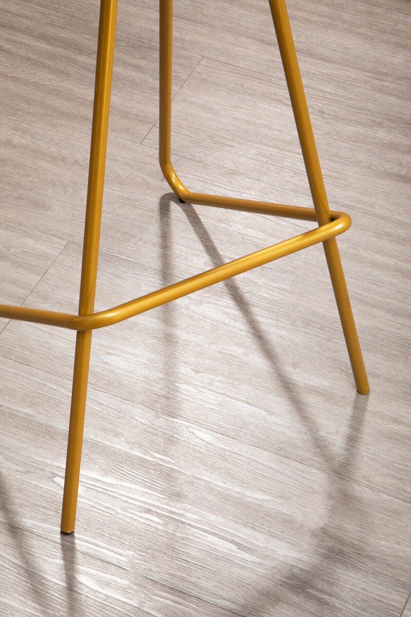 District Elm Wood Bar Stool with Gold Finish Frame