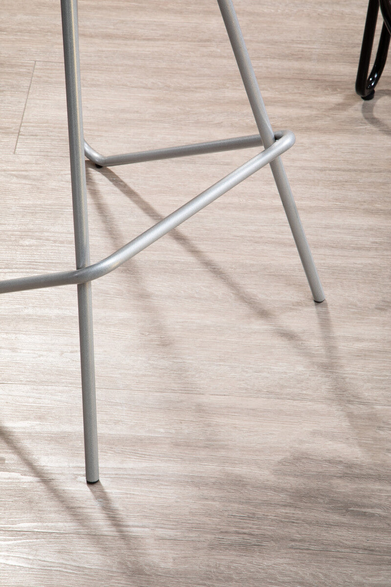 District Elm Wood Bar Stool with Silver Finish Frame