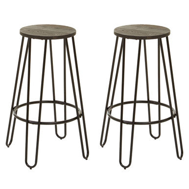 District Wooden 3 Piece Bar Table and Stool Set with Black Finish Legs