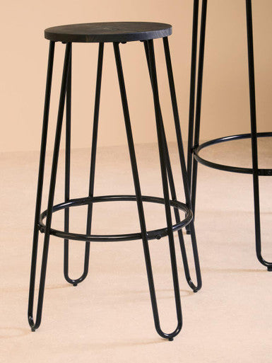 District Wooden 3 Piece Bar Table and Stool Set with Black Finish Legs
