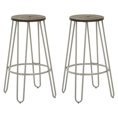 District Elm Wood 3 Piece Bar Table and Stool Set with Grey Finish Legs