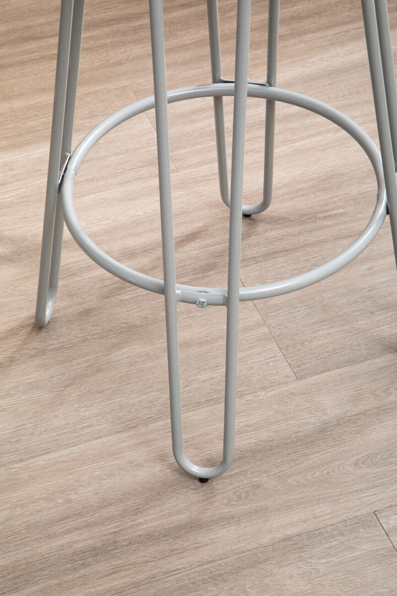 District Elm Wood 3 Piece Bar Table and Stool Set with Grey Finish Legs