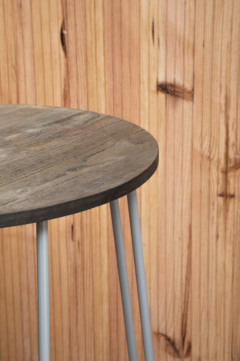 District Elm Wood 3 Piece Bar Table and Stool Set with Grey Finish Legs