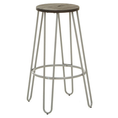 District Wooden Bar Stool with Grey Finish Legs