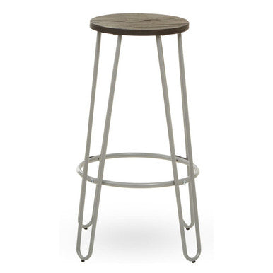 District Wooden Bar Stool with Grey Finish Legs