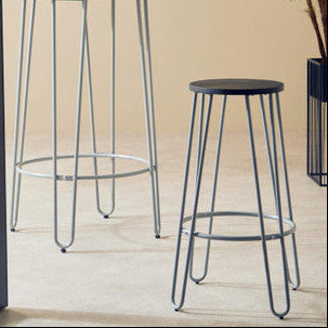 District Wooden Bar Stool with Grey Finish Legs