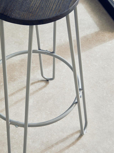 District Wooden Bar Stool with Grey Finish Legs