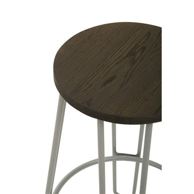 District Wooden Bar Stool with Grey Finish Legs