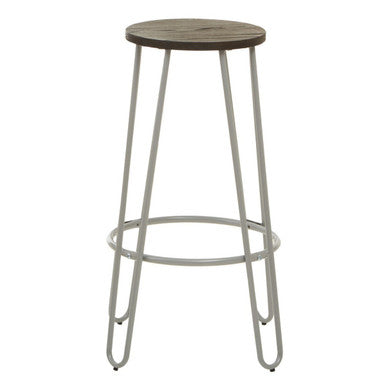 District Wooden Bar Stool with Grey Finish Legs