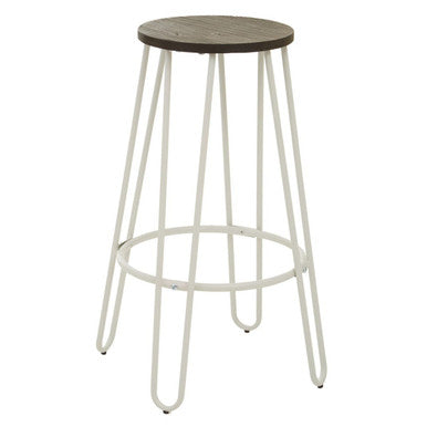 District Wooden Bar Stool with White Finish Legs