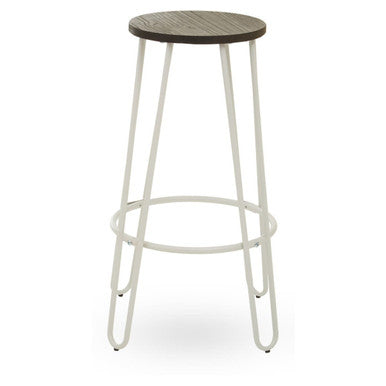 District Wooden Bar Stool with White Finish Legs