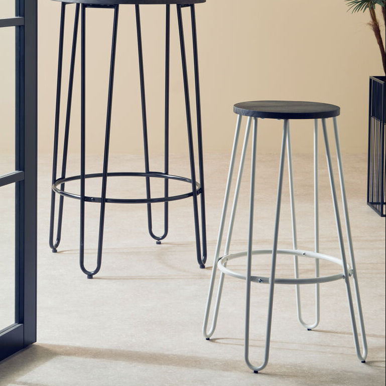 District Wooden Bar Stool with White Finish Legs