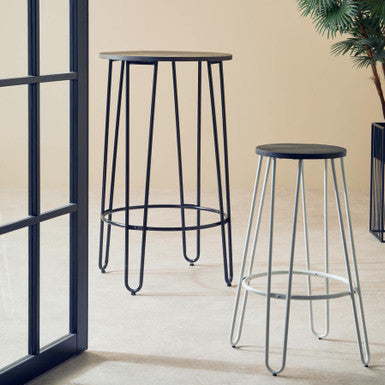 District Wooden Bar Stool with White Finish Legs