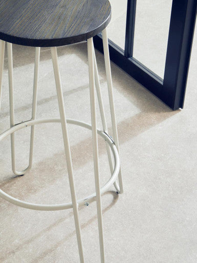 District Wooden Bar Stool with White Finish Legs