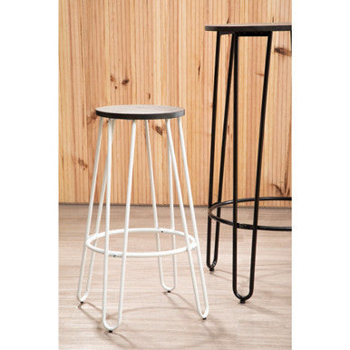 District Wooden Bar Stool with White Finish Legs