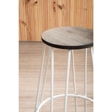 District Wooden Bar Stool with White Finish Legs