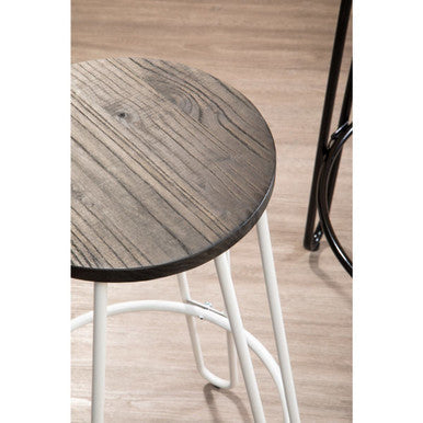 District Wooden Bar Stool with White Finish Legs