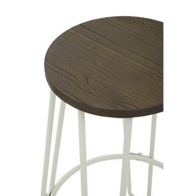 District Wooden Bar Stool with White Finish Legs