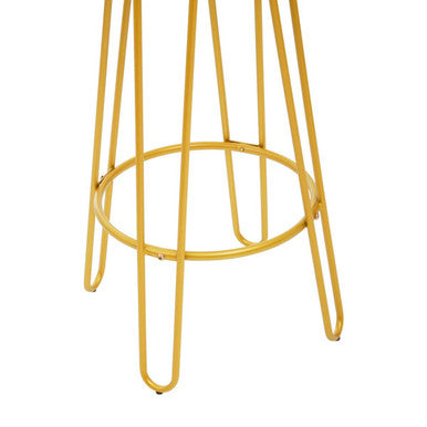 District Wooden Bar Stool with Gold Finish Legs
