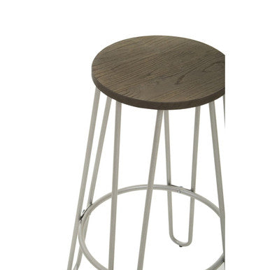 District Wooden Bar Stool with Silver Finish Legs