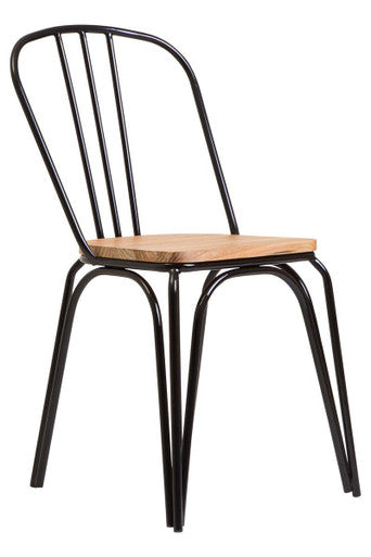 District Wooden Dining Chair with Black Finish Frame