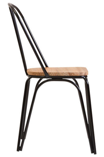 District Wooden Dining Chair with Black Finish Frame
