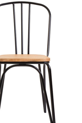 District Wooden Dining Chair with Black Finish Frame