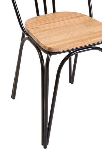 District Wooden Dining Chair with Black Finish Frame