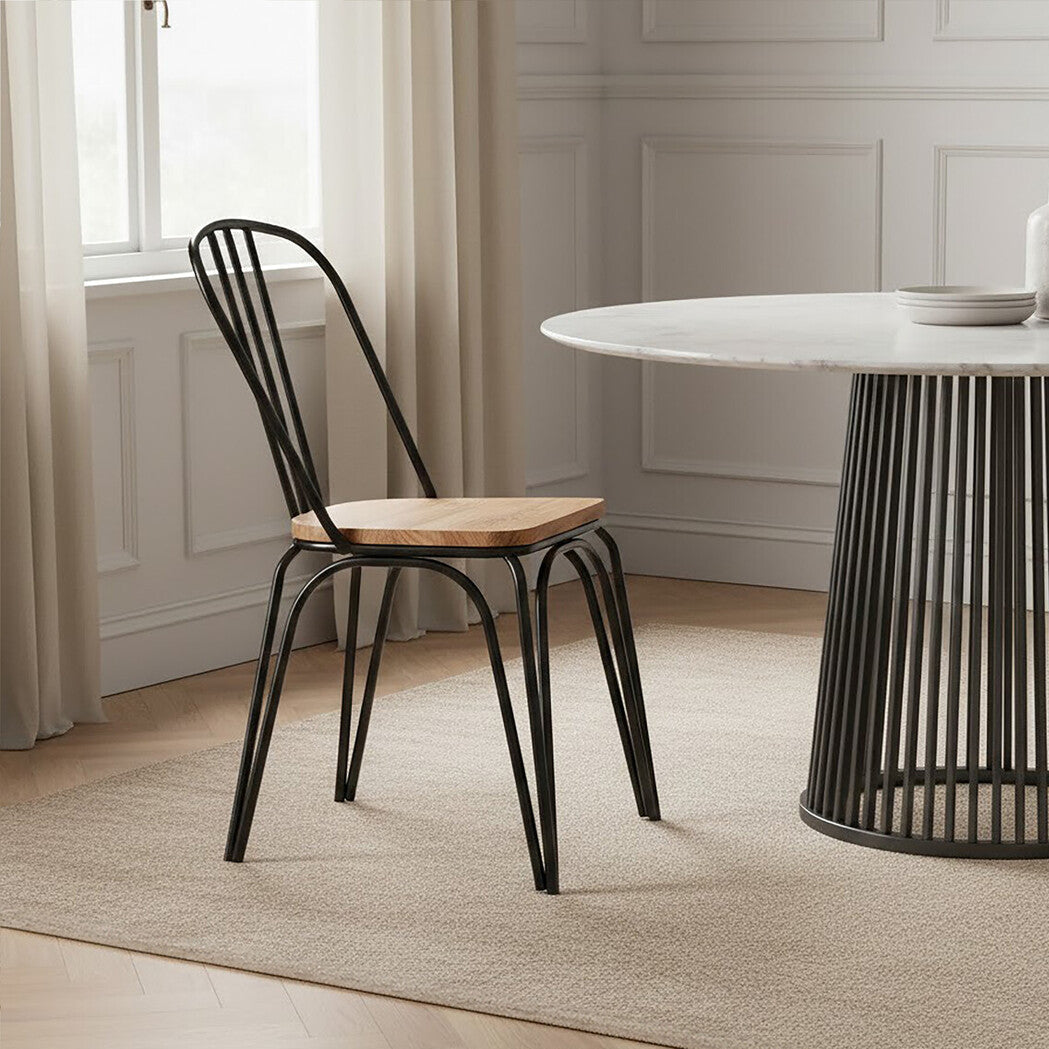 District Wooden Dining Chair with Black Finish Frame