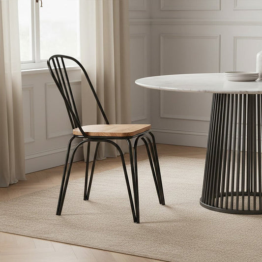 District Wooden Dining Chair with Black Finish Frame