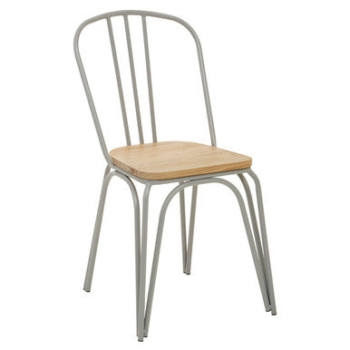 District Natural Elm Wood and Grey Finish Metal Dining Chair