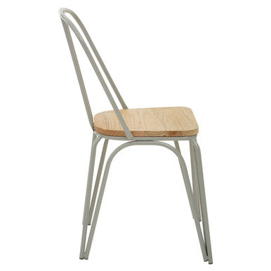 District Natural Elm Wood and Grey Finish Metal Dining Chair