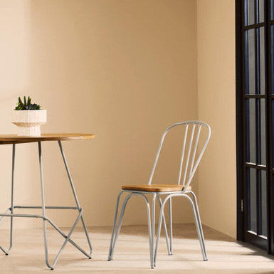 District Natural Elm Wood and Grey Finish Metal Dining Chair
