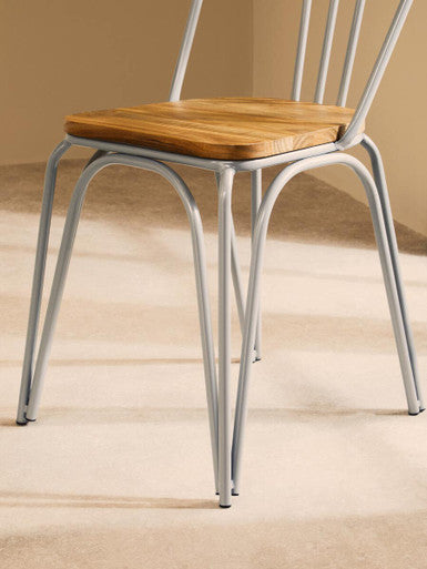 District Natural Elm Wood and Grey Finish Metal Dining Chair