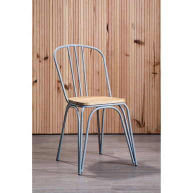 District Natural Elm Wood and Grey Finish Metal Dining Chair