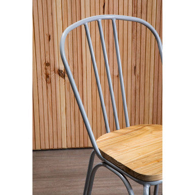 District Natural Elm Wood and Grey Finish Metal Dining Chair