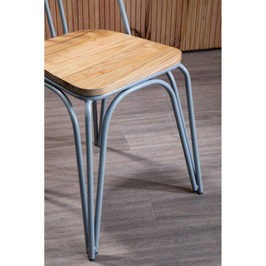 District Natural Elm Wood and Grey Finish Metal Dining Chair